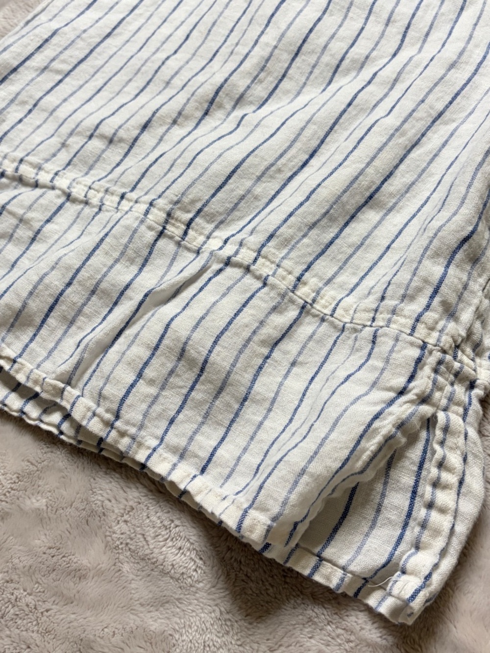 FLAX Linen Capri Pants Womens M Striped Wide Leg Elastic Waist Beach Coastal - Picture 2 of 9